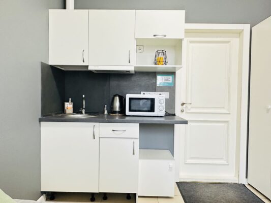 The room features a private kitchen