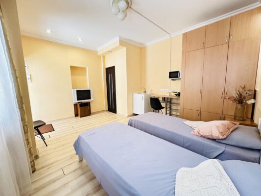 Cozy apartment with a private entrance from the street, located in the city center between Prospekt Haharina and Maidan Konstytutsii (Historical Museum) metro stations.
